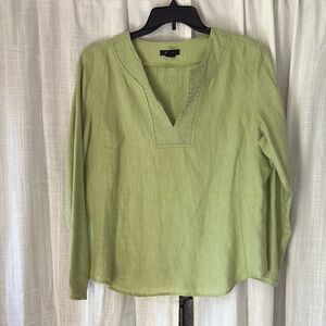 Style & Co. 100% Linen Green Relaxed Tunic Blouse